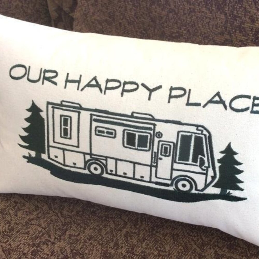 Custom Pillow Motorhome RV Class A, Our Happy Place, Customized, Made to Order